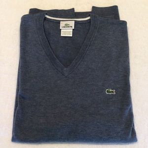 Lacoste M 8 (XXXL) classic fit organic cotton jersey V-neck sweater, light blue